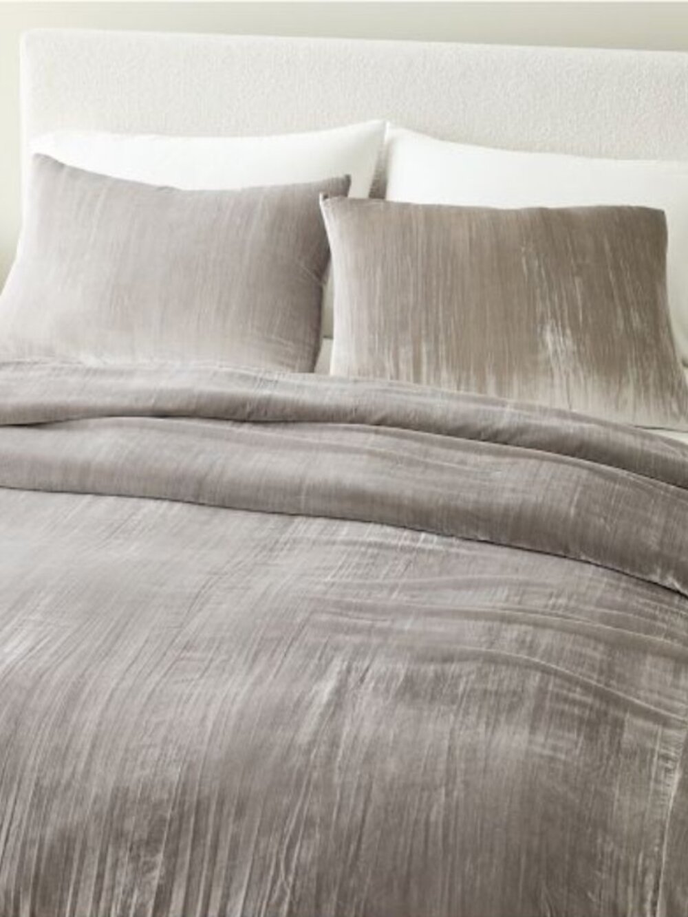 West Elm Crushed Velvet Queen Duvet + 2 Standard Shams